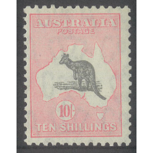 Australia Kangaroo Stamp CofA WMK 10/- Grey & Pale Pink SG136 MVLH #AUBK