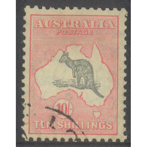 Australia Kangaroo Stamp CofA WMK 10/- Grey & Pink SG136 Fine Used #AUBK