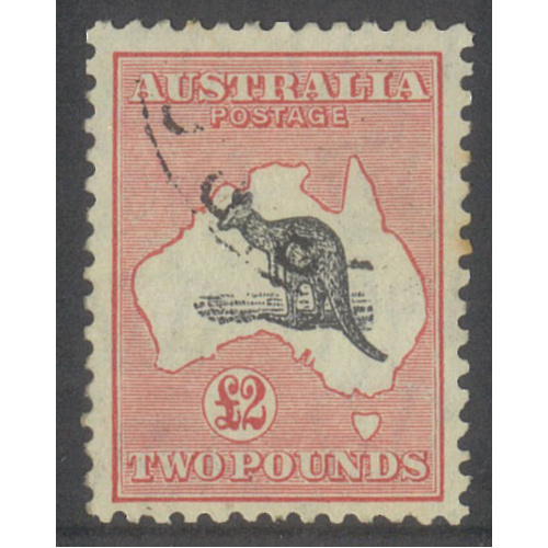 Australia Kangaroo Stamp CofA WMK £2 Black & Rose SG138 Fine Used #AUBK