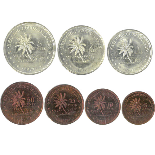 Cocos (Keeling) Islands 1977 Uncirculated Mint Coin Set of 7