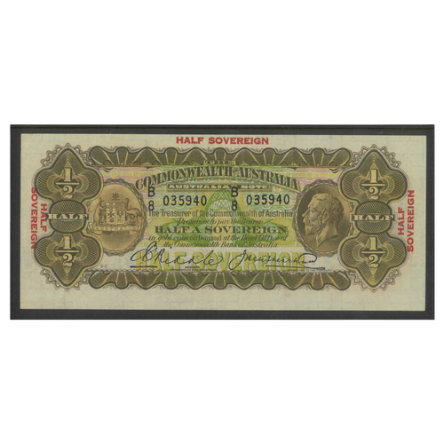 Commonwealth of Australia 1928 Half Sovereign Banknote Riddle / Heathershaw R7 gEF