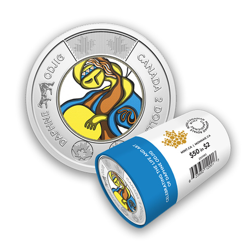Canada 2025 Celebrating the Life and Art of Daphne Odjig Coloured $2 Coin Roll of 25