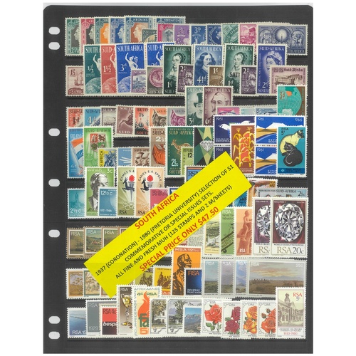 South Africa 1937-80 Selection of 51 Commemorative Sets 125 Stamps & 2 Mini Sheets MUH #269