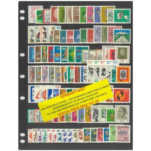 Germany West 1969-72 Selection of Commemorative Sets 101 Stamps & 1 Mini Sheet MUH #473