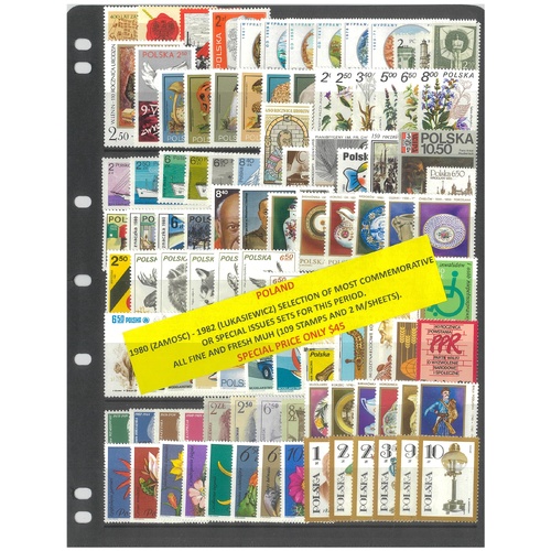 Poland 1980-82 Selection of Commemorative Sets 109 Stamps & 2 Mini Sheet MUH #449