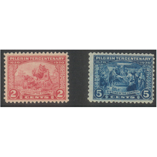 USA 1920 Pilgrim Anniversary 2c & 5c Stamps Scott 549/50 MLH #BK99