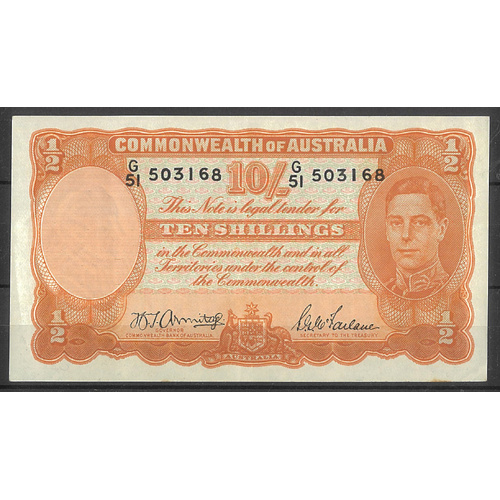 Commonwealth of Australia 1942 Ten Shillings Banknote Armitage/Macfarlane R13 VF #P-26