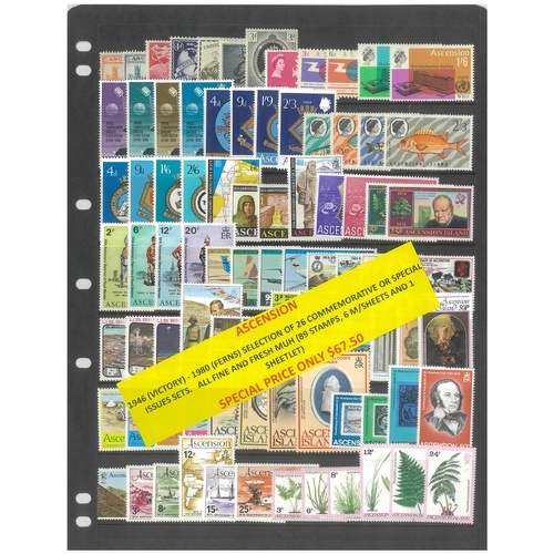 Ascension 1946-80 Selection of 26 Commemorative Sets 89 Stamps & 7 Sheets MUH #466