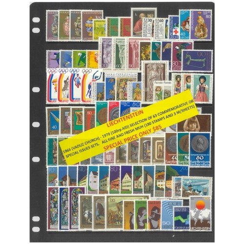 Liechtenstein 1966-79 Selection of 63 Commemorative Sets 180 Stamps & 3 Mini Sheets MUH #451