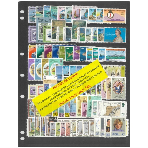 Tristan Da Cunha 1975-82 Selection of 26 Commemorative Sets 96 Stamps & 7 Sheets MUH #479