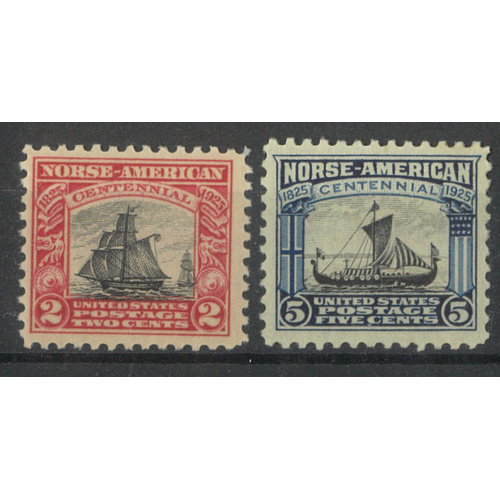 USA 1925 Norse-American Set of 2 Stamps Scott 620/21 MLH #RW