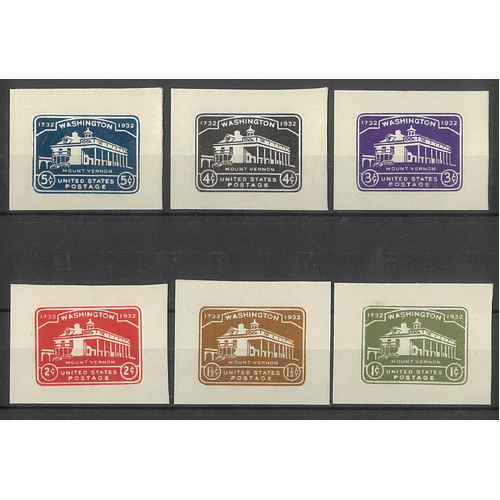 USA 1932 Washington Bicentennial Set/6 Postal Stationery Cut-Outs Scott U523/28 MNG #RW459