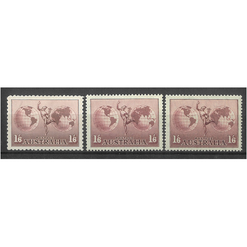 Australia 1934-48 1/6 Hermes No WMK, Thick Paper, Thin Paper Stamps SG153/53b MUH #AUBK