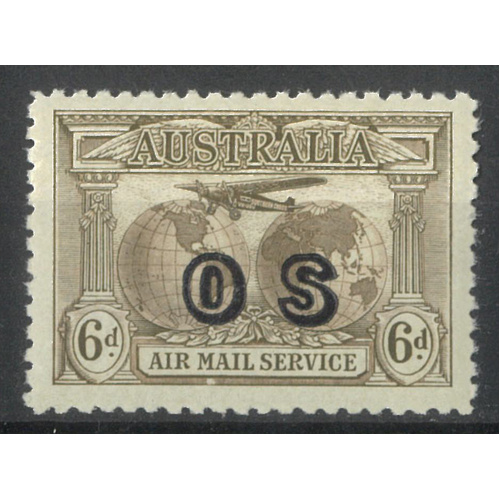 Australia Air Mail Overprinted OS 6d Stamp SG139a MUH #AUBK