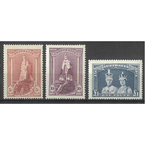 Australia 1938 Robes Thick Paper Set of 3 Stamps SG176/78 MUH #AUBK