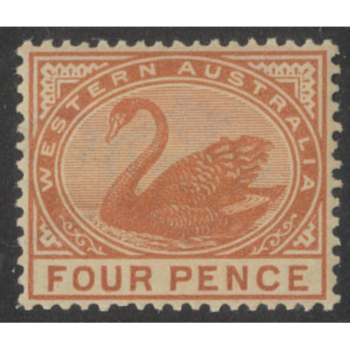 Western Australia 1890 4d Swan Chestnut WMK Crown CA SG98 MUH #AUBK