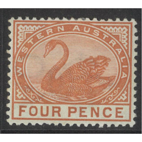 Western Australia 1890 4d Swan Typo Chestnut SG98 Mint Lightly Hinged #AUBK