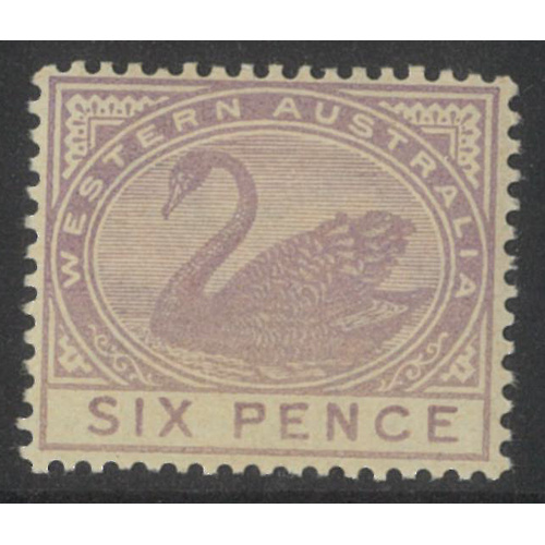 Western Australia 1893 6d Swan Pale Violet WMK Crown CA SG100 MUH #AUBK