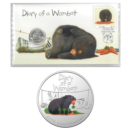 Australia 2022 Diary of a Wombat 20c Coloured Coin PNC