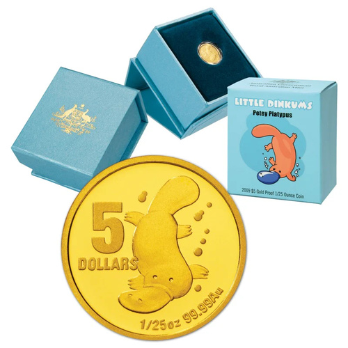 Australia 2009 $5 Little Dinkums Platypus 1/25oz Gold Proof Coin