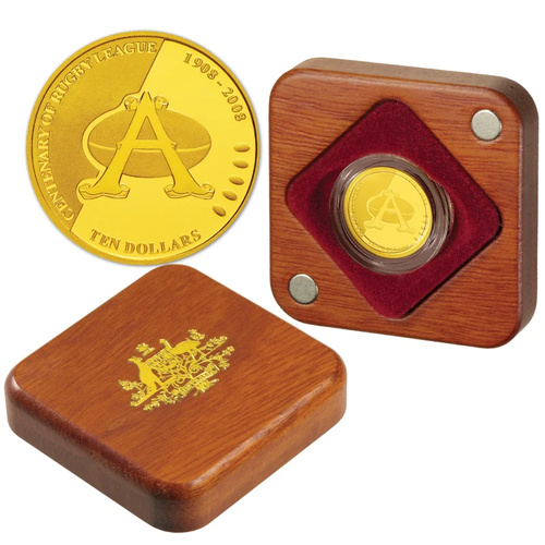 Australia 2008 $10 Rugby League Centenary 1/10oz Gold Proof Coin