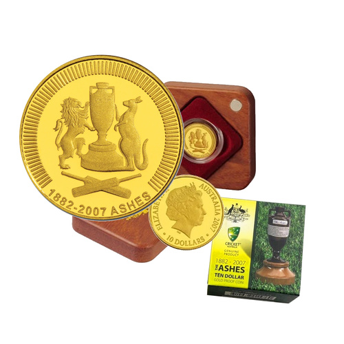 Australia 2007 $10 The Ashes 1/10oz Gold Proof Coin