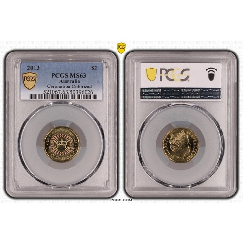 Australia 2013 Coronation $2 Coloured Coin UNC PCGS MS63 #3
