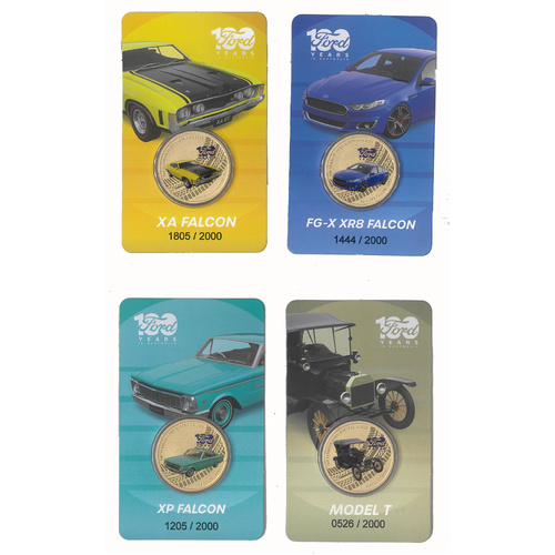 Australia 2025 Ford 100 Years Set of 4 Coloured $1 Coins in Card