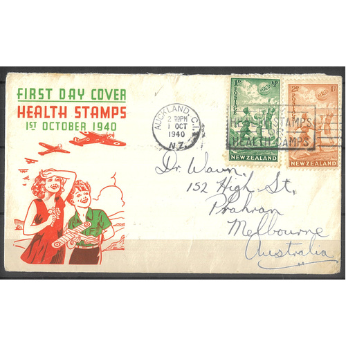 New Zealand 1940 Health Set/2 Stamps on First Day Cover 26-13
