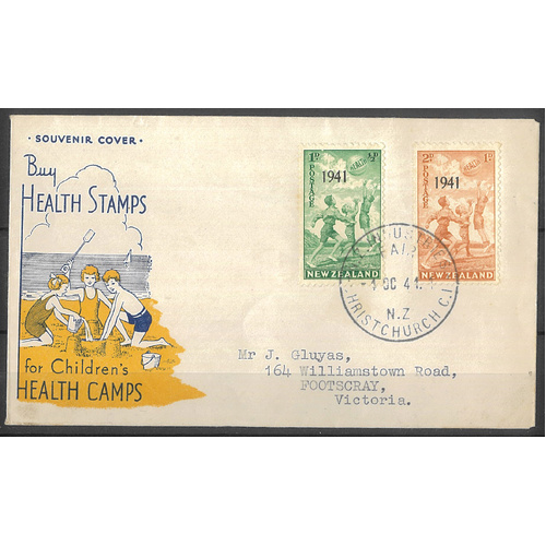 New Zealand 1941 Health Set/2 Stamps on First Day Cover 26-13