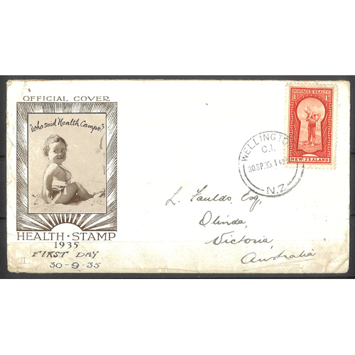 New Zealand 1935 Health Stamp on First Day Cover 26-11