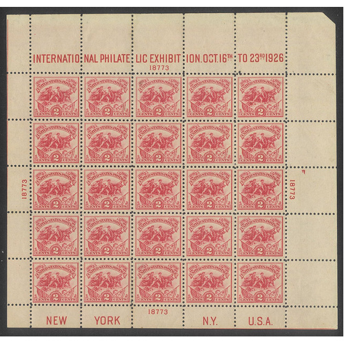 USA 1926 2c White Plains Philatelic Exhibition Sheetlet/25 Stamps Scott 630 MUH 26-6
