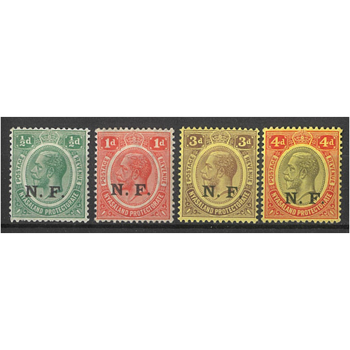 Tanganyika-Nyasa-Rhodesian Force 1916 N.F. Ovpt on ½d to 4d Stamps SG N1/4 MLH #BR352