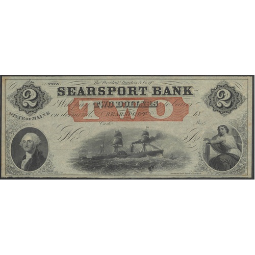USA Searsport Bank 1860 $2 Banknote UNC
