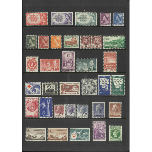 Australia 1953-65 QEII Collection of 122 Stamps in Sherwood Folder All Fine MUH
