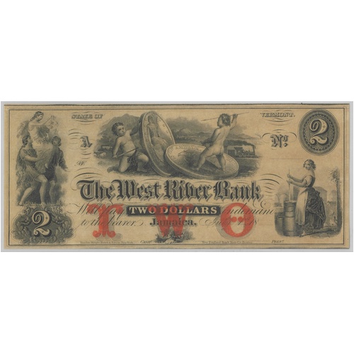 USA The West River Bank 1860 $2 Banknote gEF