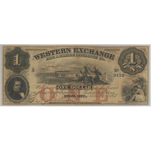 USA Western Exchange Fire & Marine Insurance Co. 1857 $10 Banknote aUNC
