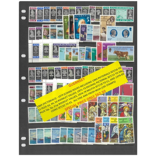 Guernsey 1969-79 Selection of 195 Stamps All Fine and Fresh MUH #441