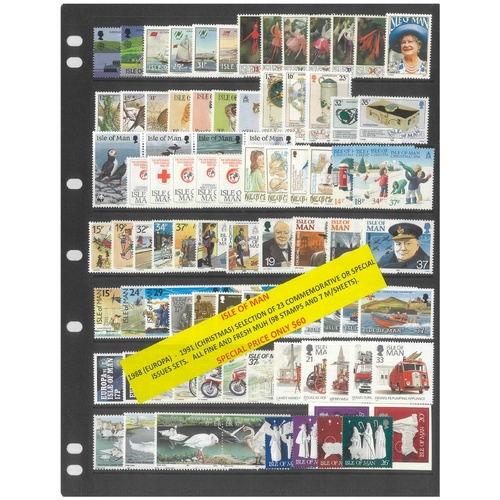 Isle of Man 1988-91 Selection of 23 Commemorative Sets 98 Stamps & 7 Mini Sheets MUH #261