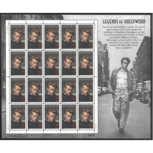 USA 1996 James Dean 32c Sheetlet/20 Stamps Scott 3082 MUH #US34
