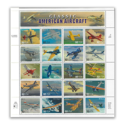 USA 1997 Classic American Aircraft Sheetlet/20 Stamps Scott 3142 MUH #US38