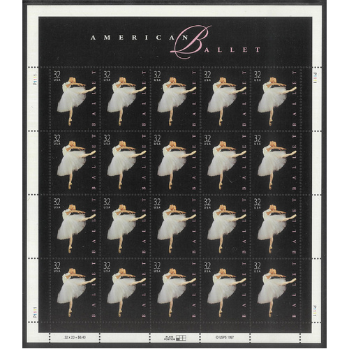 USA 1998 American Ballet 32c Sheetlet/20 Stamps Scott 3237 MUH #US46