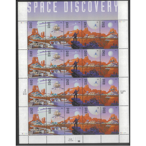 USA 1998 Space Discovery 32c Sheetlet/20 Stamps Scott 3242a MUH #US47