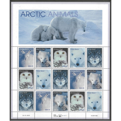 USA 1999 Arctic Animals 33c Sheetlet/15 Stamps Scott 3292a MUH #US48