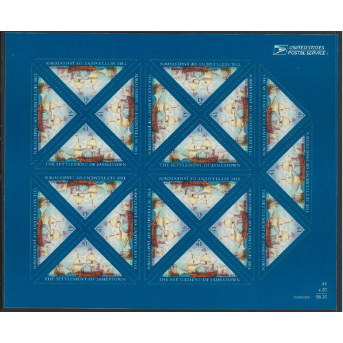 USA 2007 The Settlement of Jamestown 41c Sheetlet/20 Stamps Scott 4136 MUH #US53