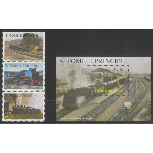 Niger 1980 Trains Set/5 Stamps & Mini Sheet Scott 514/19 MUH 6-1