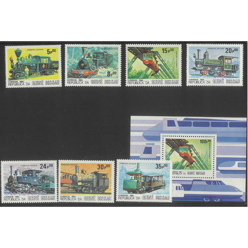 Guinea-Bissau 1984 Trains Set/7 Stamps & Mini Sheet Sc.619/25A MUH 6-1