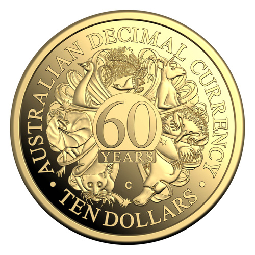 Australia 2026 Decimal Currency 60 Years $10 "C" mmk Gold Proof Coin