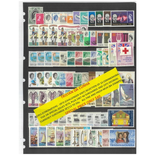 Tristan Da Cunha 1953-73 Selection of 23 Commemorative Sets 84 Stamps MUH #283