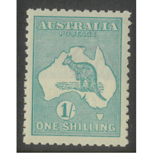 Australia Kangaroo Stamp 3rd WMK 1/- Blue-Green Die II SG40 Marginal MUH #AUBK